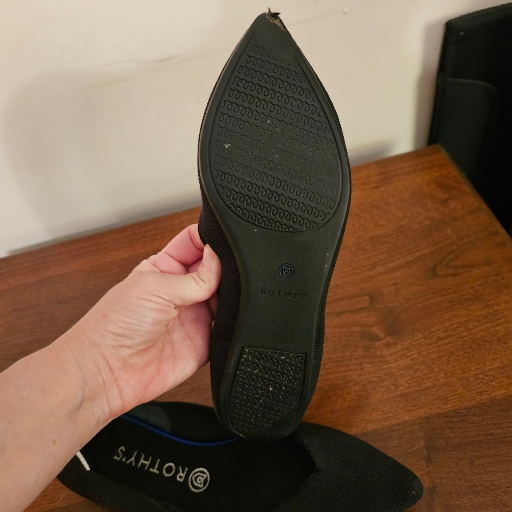 Rothys The Point Black Solid Knit Pointed Toe Flats Womens Size 10 - Picture 8 of 10